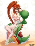 abdominal_bulge bestiality duo female female_prey feral forced human_on_feral interspecies male male/female male_pred neck_bulge nude oral_vore simple_background soft_vore tail vore white_background memento~mori mario_bros nintendo tengen_toppa_gurren_lagann yoko_littner dinosaur green_yoshi human mammal prehistoric_species reptile scalie yoshi hi_res