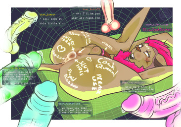 accessory ahegao anthro anus balls blush bodily_fluids body_writing bubble cock_ring computer cum cum_bubble cum_in_ass cum_inside cum_on_penis cumshot cyberpunk degradation dripping ejaculation electronics femboy gaping genital_fluids genitals group group_sex hair jewelry looking_pleasured makeup male male/male mascara orgy penis penis_accessory penis_everywhere penis_jewelry precum precum_drip precum_string presenting presenting_anus running_makeup running_mascara sex solo_focus text vein veiny_penis verbal verbal_abuse verbal_degradation verbal_domination writing_on_butt areye_(artist) felid lion mammal pantherine absurd_res english_text hi_res story story_in_description translated