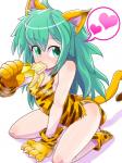 banana breasts clothed clothing eating female food fruit green_eyes green_hair hair kneeling looking_at_viewer plant simple_background small_breasts solo white_background young young_female young_humanoid yagio-socho samurai_shodown cham_cham animal_humanoid cat_humanoid felid felid_humanoid feline feline_humanoid humanoid mammal mammal_humanoid 2014 hi_res