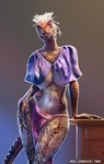 anthro big_breasts biped breasts clothed clothing female horn looking_at_viewer non-mammal_breasts red_sclera seductive simple_background solo cavafly01 bethesda_game_studios microsoft skyrim the_elder_scrolls nurja argonian lizard reptile scalie 3d_(artwork) digital_media_(artwork) hi_res