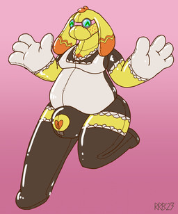 bulge clothing drone inflatable latex maid_uniform munny null null_bulge solo transformation uniform run_rabbit_bounce lagomorph leporid mammal rabbit hi_res