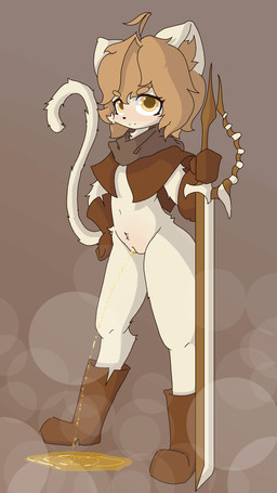 anthro bodily_fluids embarrassed female female_peeing genital_fluids genitals peeing standing_pee steam urine vulva watersports young cassis felid feline felis mammal absurd_res hi_res