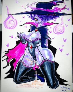 alternate_species alternative_fashion big_breasts biped bodily_fluids breasts cape cleavage clitoris clothed clothing clothing_aside dripping ejaculation erect_nipples eyelashes female fingering fingering_self fire footwear frilly front_view garter_belt garter_straps gem genital_fluids genitals glistening goth hair hair_over_eye hat headgear headwear heart_symbol high_heels holding_breast humanoidized japanese jewelry kneeling legwear lingerie looking_at_viewer magic_user masturbation nipples one_breast_out one_eye_obstructed orgasm pink_eyes pink_vulva pokemorph puffy_nipples purple_body purple_hair purple_nipples purple_skin shoes short_hair simple_background sitting smile solo stockings sweat teddy_(clothing) thick_thighs thigh_highs vaginal vaginal_fingering vaginal_fluid_drip vaginal_fluid_string vaginal_fluids vaginal_masturbation vaginal_squirting vulva white_background witch witch_hat yellow_sclera gynoidherring nintendo pokemon mismagius_(liveforthefunk) generation_4_pokemon ghost humanoid mismagius pokemon_(species) spirit will-o'-the-wisp 2017 4:5 absurd_res full-length_portrait hi_res marker_(artwork) photography_(artwork) portrait signature traditional_media_(artwork)