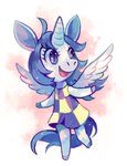 2015 animal_crossing anthro blue_body blue_eyes blue_fur blue_hair clothing dress equid equine extyrannomon_(artist) female fur hair hooves horn mammal mythological_creature mythological_equine mythology nintendo open_mouth simple_background solo tongue white_body white_fur winged_unicorn wings winter_(alicorn)