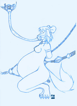 anthro bdsm belly bondage bound breasts female force_feeding forced hose hose_inflation inflation overeating overweight overweight_anthro overweight_female slave solo submissive submissive_female tail weight_gain unknown_artist