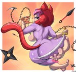 5_toes anthro big_breasts big_butt biped breasts butt eyelashes feet female food holding_object holding_weapon humanoid_feet kunai looking_back machine pizza pizza_slice plantigrade ranged_weapon shuriken soles solo tail thick_thighs toes weapon wide_hips g4rron samurai_pizza_cats polly_esther domestic_cat felid feline felis mammal robot 2025 absurd_res digital_media_(artwork) hi_res