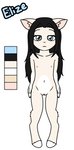 anthro black_hair blue_eyes elize female flat_chested fur genitals hair nipples nude pussy solo tan_body tan_fur young young_anthro techboy1423 deer mammal absurd_res hi_res model_sheet