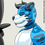 after_transformation bdsm bound ejaculation encasement latex mouth_play open_mouth toysuit transformation xedrykthedragon felid mammal pantherine tiger animated