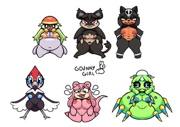 4_legs anthro black_hair blue_eyes blue_nipples blush fangs female fur genitals green_hair grey_body group hair inverted_nipples multi_limb multicolored_body nipples open_mouth pokemorph pubes red_eyes smile speech_bubble tail teeth vulva yellow_nipples gdunny_girl nintendo pokemon alolan_form alolan_rattata arachnid arachnid_taur arthropod arthropod_taur generation_1_pokemon generation_2_pokemon generation_7_pokemon grubbin houndour mammal pikipek pokemon_(species) regional_form_(pokemon) slowpoke spider spider_taur spinarak taur digital_media_(artwork)