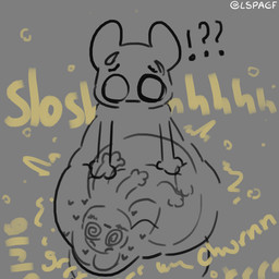 anthro belly big_belly bodily_fluids burp_fetish burp_kissing burp_swallowing duo holding_belly kneading kneading_belly male onomatopoeia prey_transfer rumbling_stomach sound_effects spiral spiral_eyes surprised sweat text vore worried x-ray_view lspagf rain_world videocult gourmand_(rain_world) survivor_(rain_world) slugcat 1:1 absurd_res hi_res