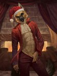 anthro canid canine canis christmas conditional_dnp domestic_dog herding_dog hi_res holidays latex_(artist) male mammal pastoral_dog santa_claus solo wolf year