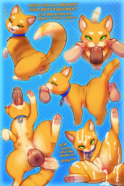 all_three_filled anal anal_penetration anus bedroom_eyes belly_nipples bestiality blush bodily_fluids collar cum cum_in_ass cum_in_vagina cum_inside cum_on_body cum_on_face dialogue disembodied_penis fellatio female female_feral feral feral_penetrated fur genital_fluids genitals green_eyes group human_on_feral human_penetrating human_penetrating_feral humanoid_genitalia humanoid_penis interspecies looking_at_viewer looking_back looking_up lying male male/female multi_nipple narrowed_eyes nipples on_back oral oral_penetration orange_body orange_fur paws penetration penile penis seductive sex sitting spitroast tan_body tan_fur text vaginal vaginal_penetration vulva cha0sapien ulysses_(powerwash_simulator) domestic_cat felid feline felis human mammal 2:3 absurd_res english_text hi_res multiple_images