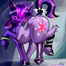 alternative_fashion animal_genitalia animal_penis clothing emo equine_genitalia equine_penis feral footwear fur genitals glowing glowing_eyes hooves horn intersex magic penis piercing socks solo spikes sinnah friendship_is_magic hasbro my_little_pony mythology twilight_sparkle_(mlp) equid equine horse mammal mythological_creature mythological_equine pony unicorn 1:1 hi_res