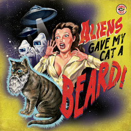 beard blue_eyes breasts brown_hair facial_hair female feral glowing group hair humor science screaming space tail ufo what what_has_science_done steven_rhodes alien domestic_cat felid feline felis human mackerel_tabby mammal 1:1