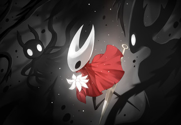 2_horns ambiguous_gender anthro biped black_body black_eyes cloak clothed clothing empty_eyes flower group horn looking_at_another melee_weapon plant red_cloak red_clothing spoiler trio weapon white_eyes white_flower hsyenemy hollow_knight:_silksong hollow_knight_(franchise) team_cherry hollow_knight_(character) hornet_(hollow_knight) the_knight_(hollow_knight) arthropod shadow_creature hi_res female_(lore) half_sister_(lore) sibling_(lore) sister_(lore)