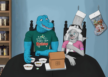 2_tails 4_fingers anthro arm_tuft armband arms_bent black_claws black_lips black_nose blue_body blue_claws blue_eyes blue_scales blue_scar blue_wall bookshelf bowl candy chair chocolate christmas_clothing christmas_shirt christmas_stocking christmas_topwear claws clothed clothed_male clothing container dessert duo elbow_tuft eyebrows facial_scar finger_claws fingers fist fluffy fluffy_tail food fur furniture game_case gingerbread green_clothing green_shirt green_topwear grey_body grey_fur hair holding_icing_bag holidays icing_bag inner_ear_fluff inside light lips logo long_hair looking_at_another looking_at_partner male membrane_(anatomy) mint_(candy) multi_tail muscular muscular_anthro muscular_male on_chair open_mouth open_smile pink_armband pink_clothing pink_shirt pink_tongue pink_topwear saggy_neck scales scar shelf shirt sitting sitting_on_chair smile smiling_at_another smiling_at_partner table tail text thick_bottom_lip tongue topwear tuft wall_(structure) webbed_hands white_eyebrows white_hair white_inner_ear_fluff skywater astria_ascending bandai_namco beholder_(series) christmas dungeons_and_dragons fallout final_fantasy final_fantasy_type-0 final_fantasy_x final_fantasy_xii final_fantasy_xv five_nights_at_freddy's five_nights_at_freddy's:_security_breach forgotten_realms gang_beasts hasbro level-5 microsoft my_little_pony neo:_the_world_ends_with_you neverwinter_nights ni_no_kuni_(series) ni_no_kuni_2 nier_automata nioh outlast overcooked_(series) platinumgames playstation playstation_4 playstation_5 playtonic_games scottgames sony_corporation sony_interactive_entertainment square_enix star_ocean steamworld steamworld_dig steel_wool_studios subnautica subnautica_below_zero syberia_(series) tales_from_the_borderlands tales_of_(series) tales_of_arise tales_of_berseria tales_of_vesperia tango_gameworks the_evil_within the_order:_1886 the_outbound_ghost the_outer_worlds the_surge_(series) them's_fightin'_herds unknown_worlds_entertainment wizards_of_the_coast yakuza:_like_a_dragon yakuza_(series) yakuza_2 yooka-laylee azrael_(tertia) nathile_tiduna alligatorid azurlligator canid canine canis crocodilian mammal reptile scalie wolf 2025 7:5 absurd_res adobe_photoshop_(artwork) artist_logo colored digital_drawing_(artwork) digital_media_(artwork) english_description english_text hi_res lighting shaded
