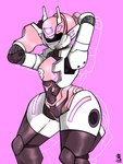 athletic athletic_female athletic_humanoid bent_arm biped black_body female glowing glowing_markings hands_behind_head machine markings metal not_furry pink_body pink_eyes pink_glow pink_markings pose robot_joints screen_eyes solo standing thick_thighs three-quarter_view white_body cuknite32 jupiterorange gundam vtuber whisper_(whispermute) android humanoid robot 2022 3:4 collaboration colored dated digital_drawing_(artwork) digital_media_(artwork) hi_res pinup portrait signature three-quarter_portrait