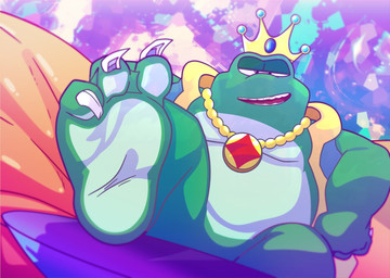 anthro claws cloak cloak_only clothed clothing crown crown_only feet foot_fetish foot_focus headgear headgear_only jewelry looking_at_viewer male mostly_nude necklace necklace_only nude overweight overweight_anthro overweight_male partially_clothed solo toe_claws footpawless mario_bros nintendo the_super_mario_galaxy_movie wart_(mario) amphibian frog 2026 hi_res