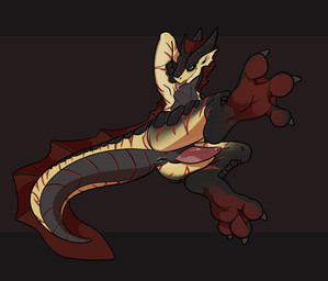 3_toes anthro anus bedroom_eyes black_background black_sclera blep curved_horn erection feet genitals grey_body grey_scales half-closed_eyes horn inviting male membrane_(anatomy) narrowed_eyes penis perineum red_body red_scales scales seductive simple_background smile smirk smug smug_face solo tan_body tan_scales toes tongue tongue_out webbed_feet xing1 mythology dragon mythological_creature mythological_scalie scalie absurd_res hi_res