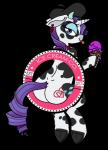 alternate_species anthro beret blue_eyes clothing dessert ear_piercing ear_tag eyelashes female food hair hat headgear headwear heart_symbol horn ice_cream looking_back parody piercing purple_hair smile solo tattoo text tongue tongue_out hijackerdraws dairy_air friendship_is_magic hasbro my_little_pony fan_character raricow_(mlp) rarity_(mlp) bovid bovine cattle mammal 2017 alpha_channel english_text hi_res