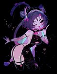 anthro backless_clothing black_background bodily_fluids cleavage_cutout clothing cutout dress drooling female glistening_thighs multi_arm multi_eye multi_limb one_eye_closed saliva simple_background solo tongue tongue_out wink usa37107692 undertale undertale_(series) muffet arachnid arthropod spider hi_res