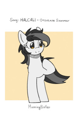 ambiguous_gender dancing feral japanese looking_at_viewer music solo text morningbullet sound_warning hasbro my_little_pony fan_character noot_(oc) earth_pony equid equine horse mammal pony 2d_animation 5:8 animated english_text hi_res long_playtime sketch sound video