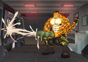 anthro balls big_balls big_muscles big_penis bodily_fluids boots clothing cum cumshot ejaculation footwear genital_fluids genitals glans huge_balls huge_muscles huge_penis humanoid_genitalia humanoid_penis hybrid_genitalia hybrid_penis hyper hyper_balls hyper_genitalia hyper_muscles hyper_penis male muscular orgasm penis prison ribbed_penis shoes solo tail flasker goldeneyeuro kai_tak_(goldeneyeuro) felid jaguar mammal pantherine 2026