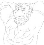 anthro clothing eyewear glasses male overweight overweight_anthro overweight_male shirt solo topwear train5 train_(artist) lifewonders tokyo_afterschool_summoners volos_(tas) bear mammal 2018 monochrome