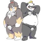 anthro balls barely_visible_genitalia barely_visible_penis belly big_belly black_body black_nose blush brown_body duo eyewear genitals glasses kemono male moobs navel overweight overweight_male penis simple_background white_background white_body inunoshippo vtuber sasayama_akira bear bernese_mountain_dog canid canine canis domestic_dog giant_panda mammal molosser mountain_dog swiss_mountain_dog 2024