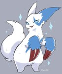 2_claws ambiguous_gender blue_body blue_eyes blue_fur claws feral fur grey_background simple_background solo sparkles standing white_body white_fur ingi nintendo pokemon generation_3_pokemon pokemon_(species) shiny_pokemon zangoose 2023