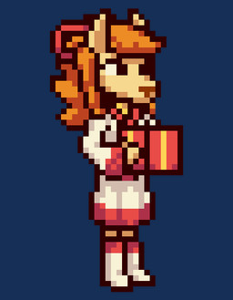 anthro asian_clothing clothing east_asian_clothing female fur gift hair japanese_clothing kimono orange_hair solo sprite_art standing tan_body tan_fur trycia_lotus undertale_(series) undertale_yellow ceroba_ketsukane canid canine fox mammal alpha_channel digital_media_(artwork) low_res pixel_(artwork)