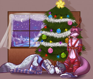 angry anthro armwear bell big_tail bottomless bottomwear bound bow_knot bulge butt candy candy_cane christmas_star christmas_tree christmas_tree_topper clothed clothing collar dessert duo elbow_gloves feet femboy food footwear fur garland gift gift_wrapped gloves hair handwear harness hat headgear headwear holidays horn inside kneeling legwear lying male male/male panties pattern_clothing pattern_legwear pawpads paws person_as_gift person_present plant ribbons skirt slave socks stockings striped_clothing striped_legwear stripes submissive submissive_male tail thigh_highs toeless_footwear toeless_socks toes tree underwear scarlet-frost christmas adrian_(firewolf) novus canid canine canis felid leopard mammal pantherine snow_leopard wolf 2015 digital_media_(artwork) hi_res