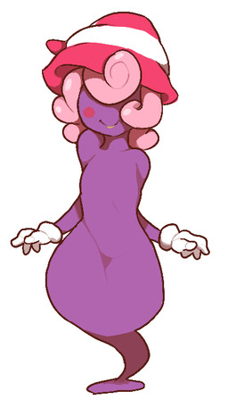 ambiguous_gender blush clothing gloves hair handwear hat headgear headwear legless not_furry pink_hair purple_body simple_background solo white_background white_clothing white_gloves white_handwear wide_hips inkerton-kun mario_bros nintendo paper_mario vivian_(mario) ghost humanoid shadow_siren spirit 4:7 digital_media_(artwork)