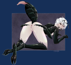 4_arms ambiguous_gender anus anus_focus arthropod_abdomen arthropod_abdomen_genitalia bodily_fluids butt claws drooling fangs_bared feet genitals hair looking_at_viewer looking_back male mandibles multi_arm multi_limb null null_bulge pale_skin pawpads presenting presenting_hindquarters saliva seductive solo spread_butt spreading unusual_anatomy unusual_genitalia white_hair awfulluck alien alien_humanoid animal_humanoid arthropod arthropod_humanoid humanoid insect insect_humanoid alpha_channel hi_res