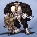 1:1 anthro arody big_muscles black_body black_fur bulldog canid canine canis domestic_cat domestic_dog duo felid feline felis fur grey_body grey_fur hi_res huge_muscles hyper hyper_muscles jewelry looney_tunes male male/male mammal mastiff molosser muscular muscular_male necklace size_difference smile smirk sylvester warner_brothers