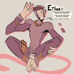 5_fingers 5_toes anthro armpit_hair balls belt_pouch biped body_hair bracelet casual_nudity color_swatch ear_piercing feet feet_together_knees_apart fingernails fingers flaccid fur genitals gesture grin hand_on_leg happy jewelry male measurements mute nails navel necklace nipples nude one_eye_closed penis piercing plantigrade prehensile_feet purple_body purple_fur sitting smile solo tail teeth text toenails toes waving waving_at_viewer wink dracks ethan_(dracks) haplorhine mammal monkey primate 2025 english_text hi_res