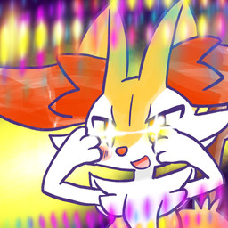 ambiguous_anthro ambiguous_gender anthro biped blush blush_stickers front_view hand_on_face hands_on_own_face looking_at_viewer object_in_tail open_mouth open_smile smile solo sparkles sparkling_eyes stick stick_in_tail tail annyui0611 nintendo pokemon braixen canid generation_6_pokemon mammal pokemon_(species) 1:1 2024 bust_portrait digital_drawing_(artwork) digital_media_(artwork) hi_res japanese_description portrait translated_description