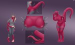 anthro big_breasts breast_expansion breast_growth breasts brown_hair bursting_through_clothing clothing curvy_figure digitigrade expansion eyewear female gender_transformation genitals growth hair hand_on_hip hypnosis identity_death looking_at_viewer lowering_glasses male mid_transformation mind_alteration mind_control mtf_transformation nipples nude pussy red_body smile solo species_transformation sunglasses tail tail_growth thick_thighs tongue tongue_out torn_clothing transformation wide_hips diethyl red_(skiesofsilver) human lizard mammal reptile scalie 5:3 absurd_res comic hi_res