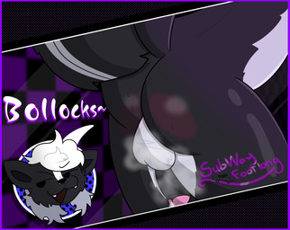 anthro balls big_butt blush body_blush border butt butt_blush genitals male musk penis purple_border solo tail text thick_thighs subway_footlong milo_the_skunk(character) mammal mephitid skunk absurd_res headshot_portrait hi_res portrait