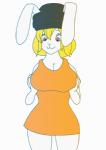 anthro big_breasts breasts cleavage clothed clothing dress female fur hair orange_clothing orange_dress solo white_body white_fur brightshade one_piece carrot_(one_piece) lagomorph leporid mammal minkmen_(one_piece) rabbit 2d_animation animated digital_media_(artwork) frame_by_frame short_playtime