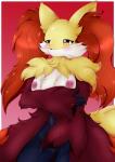 5_fingers anthro blush breasts claws female fingers fluffy genitals nipples nude pussy sad solo mrsorange nintendo pokemon fan_character mystie canid delphox generation_6_pokemon mammal pokemon_(species) absurd_res hi_res