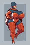 anthro big_breasts breasts curvy_figure female huge_breasts solo superhero_costume voluptuous blazbaros busty_bird avian bird corvid corvus_(genus) crow oscine passerine 2:3 hi_res