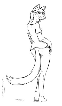anthro biped bottomless butt clothed clothing female genitals hair long_hair looking_at_viewer looking_back looking_back_at_viewer nude plantigrade pose shirt solo t-shirt text topwear vulva whiskers lionclaw1 domestic_cat felid feline felis mammal 2018 artist_name black_and_white dated digital_drawing_(artwork) digital_media_(artwork) english_text full-length_portrait handwritten_text hatching_(art) hi_res line_art monochrome portrait shaded