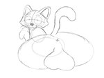 anus balls big_balls big_butt butt feral genitals huge_butt male solo cornynoodles domestic_cat felid feline felis mammal 4:3 hi_res monochrome