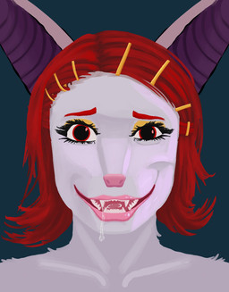 anthro bodily_fluids dialated_pupils fangs_bared female fur hair lips pink_lips pink_nose red_eyes red_hair saliva saliva_string solo teeth white_body white_fur angel_kiitty stacy_abadie_delacroix_(angelkiitty) american_opossum bat hybrid mammal marsupial absurd_res hi_res