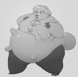 2_horns after_transformation alternate_species anthro belly belly_overhang big_belly big_breasts big_teats bottomwear breasts breasts_and_teats button_(fastener) cleavage clothed clothing cloven_hooves collared_shirt dress_shirt fat_arms female fingers grey_background hair hand_on_own_breast hooved_fingers hooves horn looking_at_breasts looking_at_own_breasts looking_at_self love_handles narrowed_eyes obese obese_anthro obese_female open_mouth overweight overweight_anthro overweight_female pants pokemorph shirt shocked simple_background solo species_transformation straining_buttons tail teats three-quarter_view tight_bottomwear tight_clothing tight_pants topwear transformation udders weight_gain wide_eyed subakitsu nintendo pokemon ranma_1/2 ranma_saotome bovid bovine generation_2_pokemon mammal miltank pokemon_(species) 2020 digital_drawing_(artwork) digital_media_(artwork) full-length_portrait greyscale monochrome portrait