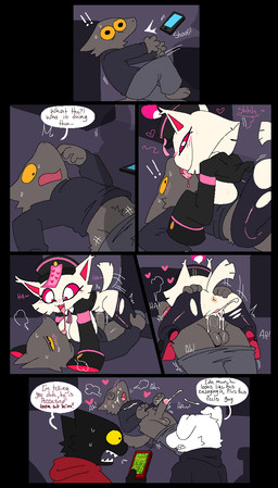animal_ears anus balls belly_tuft black_body black_clothing black_fur black_hoodie black_leggings black_legwear black_topwear blush blush_lines bodily_fluids bottomwear bottomwear_down cheek_tuft clothed clothing cum cum_in_vagina cum_inside darkened_anus dialogue ejaculation electronics erection exclamation_point facial_tuft female female_on_top floppy_ears fluffy fluffy_tail french_kissing fur genital_fluids genitals glistening glistening_balls glistening_genitalia glistening_thighs grey_body grey_bottomwear grey_clothing grey_fur grey_pants grey_tail group hand_on_butt haunted head_tuft heart_pupils heart_reaction heart_symbol hoodie kissing leggings legwear licking_tongue lying male male/female on_top onomatopoeia open_mouth pants pants_down partially_clothed penetration penis phone pupils red_clothing red_hoodie red_inner_ear red_pupils red_sclera red_topwear saliva saliva_string sex sharp_teeth shocked snout sound_effects speech_bubble spiral spiral_eyes steamy_breath sweat sweaty_face tail teeth text tongue tongue_out topwear tremble_lines tremble_spikes triangle_nose tuft vaginal vaginal_fluids vaginal_fluids_on_penis vaginal_penetration white_body white_eyes white_fur white_tail yellow_sclera snazzle_snapp asian_mythology chinese_mythology east_asian_mythology mythology canid canine felid feline jiangshi mammal undead 2026 comic hi_res multiple_scenes