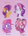 fur hair horn pre-g4 purple_body purple_fur purple_hair solo itoruna friendship_is_magic hasbro mlp_g3 my_little_pony my_little_pony_(2009) mythology cheerilee_(mlp_g3) scootaloo_(g3) starsong_(mlp) sweetie_belle_(g3) equid equine horse mammal mythological_creature mythological_equine pony unicorn 2019 character_name digital_media_(artwork) hi_res multiple_images