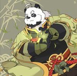 anthro belly black_body black_fur clothing fur humanoid_hands kemono magic male overweight overweight_anthro overweight_male robe solo white_body white_fur awa_awa bonasiah full_attack bear giant_panda mammal 2020