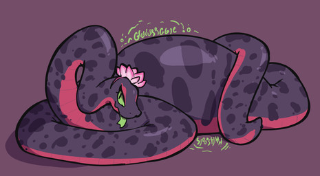 abdominal_bulge ambiguous_gender ambiguous_prey black_body black_scales countershade_scales countershading duo eyeshadow female female_pred feral feral_pred flower green_eyes green_tongue makeup markings multicolored_body multicolored_scales plant pupils red_body red_scales scales slit_pupils slosh sloshing_belly soft_vore sound_effects spots spotted_body spotted_scales tongue tongue_out vore eerieviolet ashali reptile scalie snake hi_res